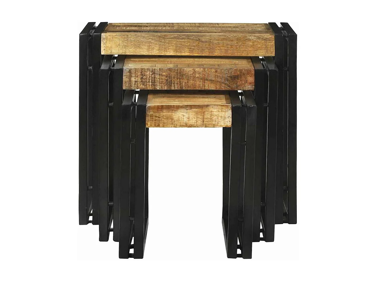 Mesa de Ninho 3 peças Madeira de mangueira áspera maciça