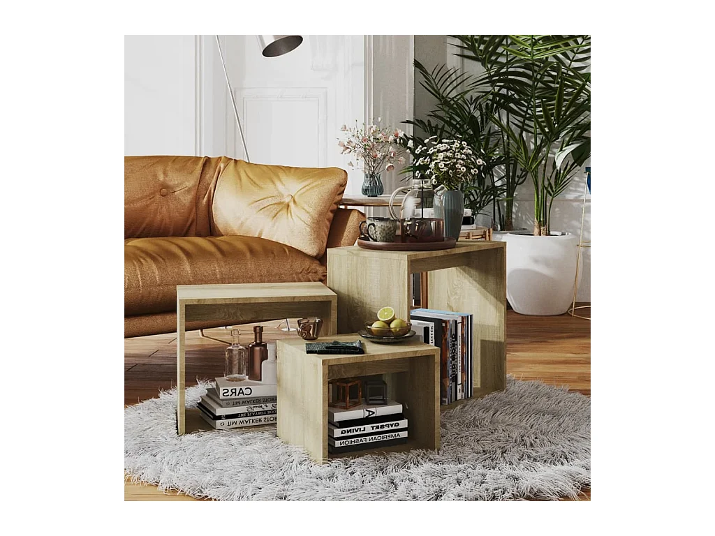 Tables gigognes 3 pièces Chêne sonoma Aggloméré