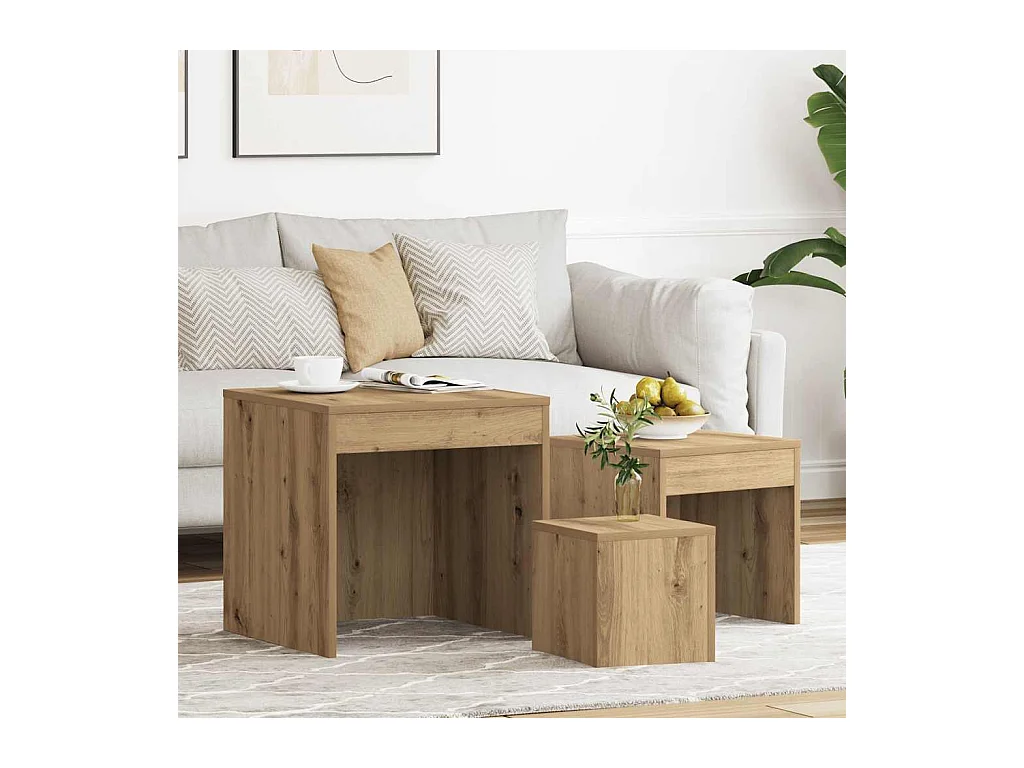 Tables gigognes 3 pièces chêne artisanal bois d'ingénierie