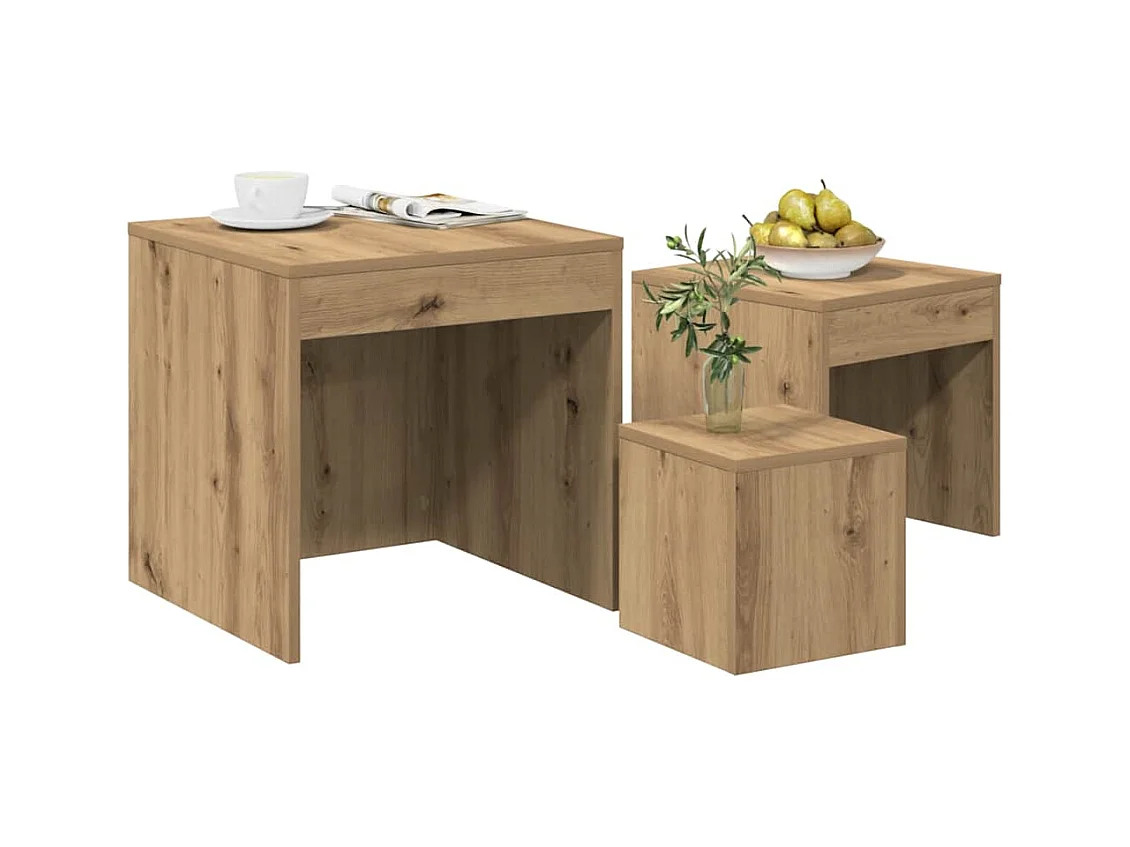 Tables gigognes 3 pièces chêne artisanal bois d'ingénierie