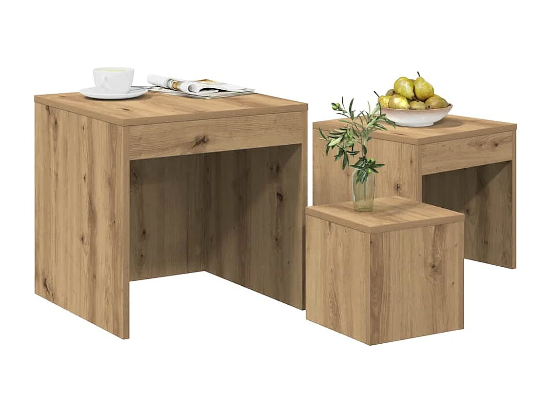 Tables gigognes 3 pièces chêne artisanal bois d'ingénierie