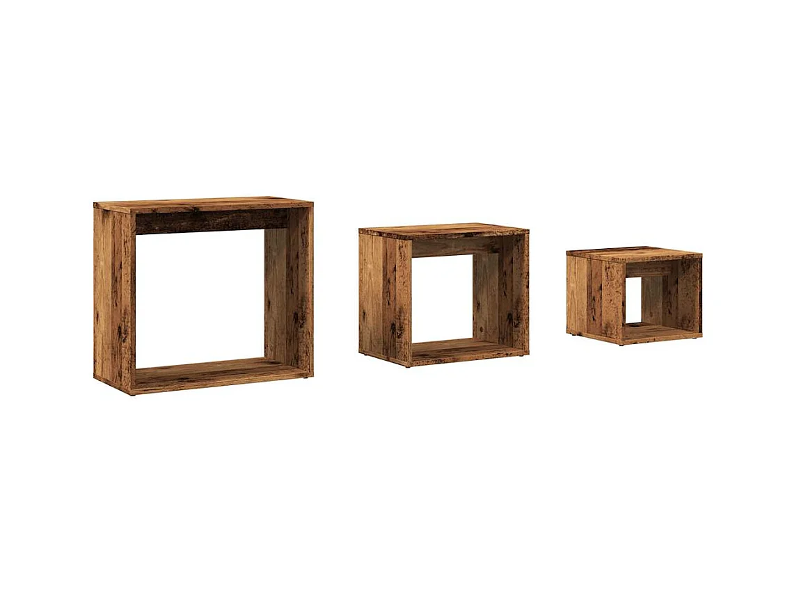 Tables gigognes 3 pièces vieux bois bois d'ingénierie