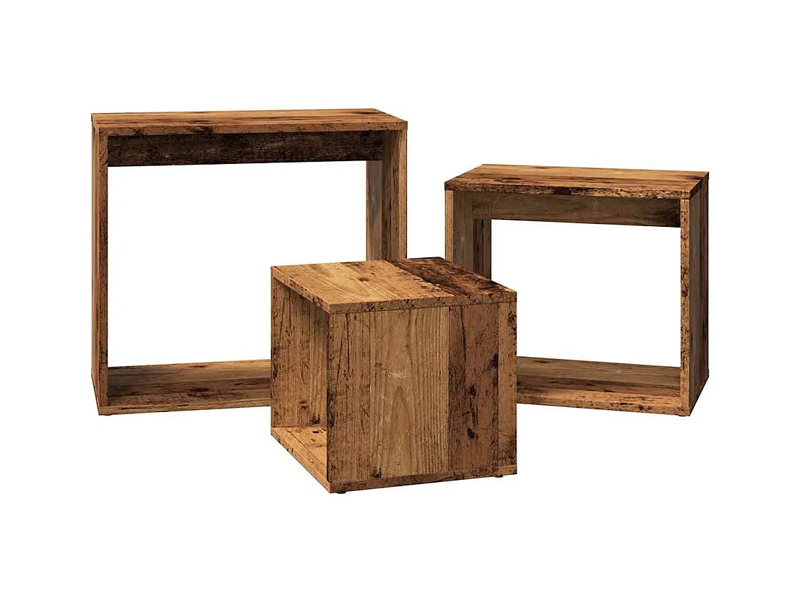 Tables gigognes 3 pièces vieux bois bois d'ingénierie