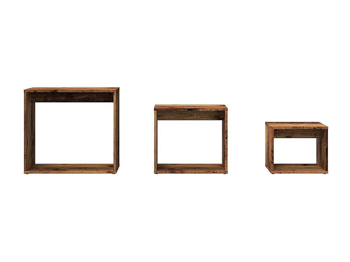 Tables gigognes 3 pièces vieux bois bois d'ingénierie