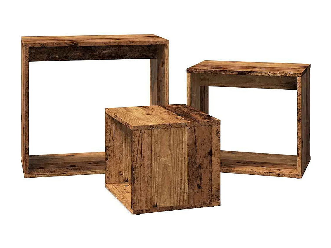 Tables gigognes 3 pièces vieux bois bois d'ingénierie