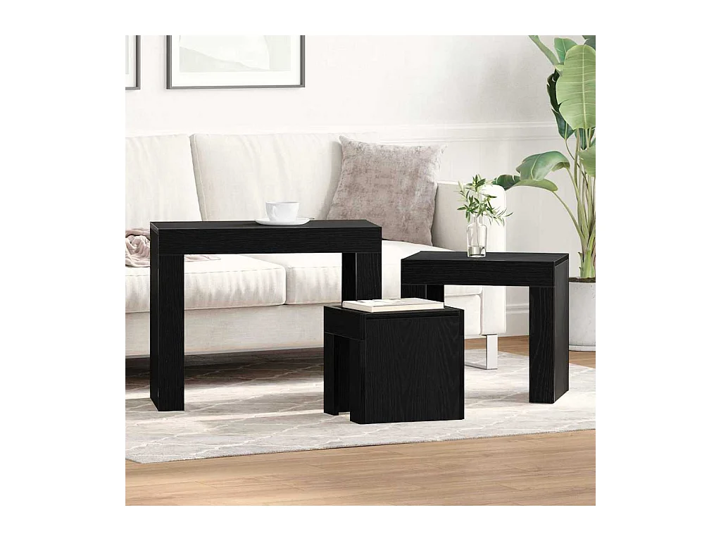 Table Gigogne 3 pièces Chêne noir 61 x 30 x 50 cm