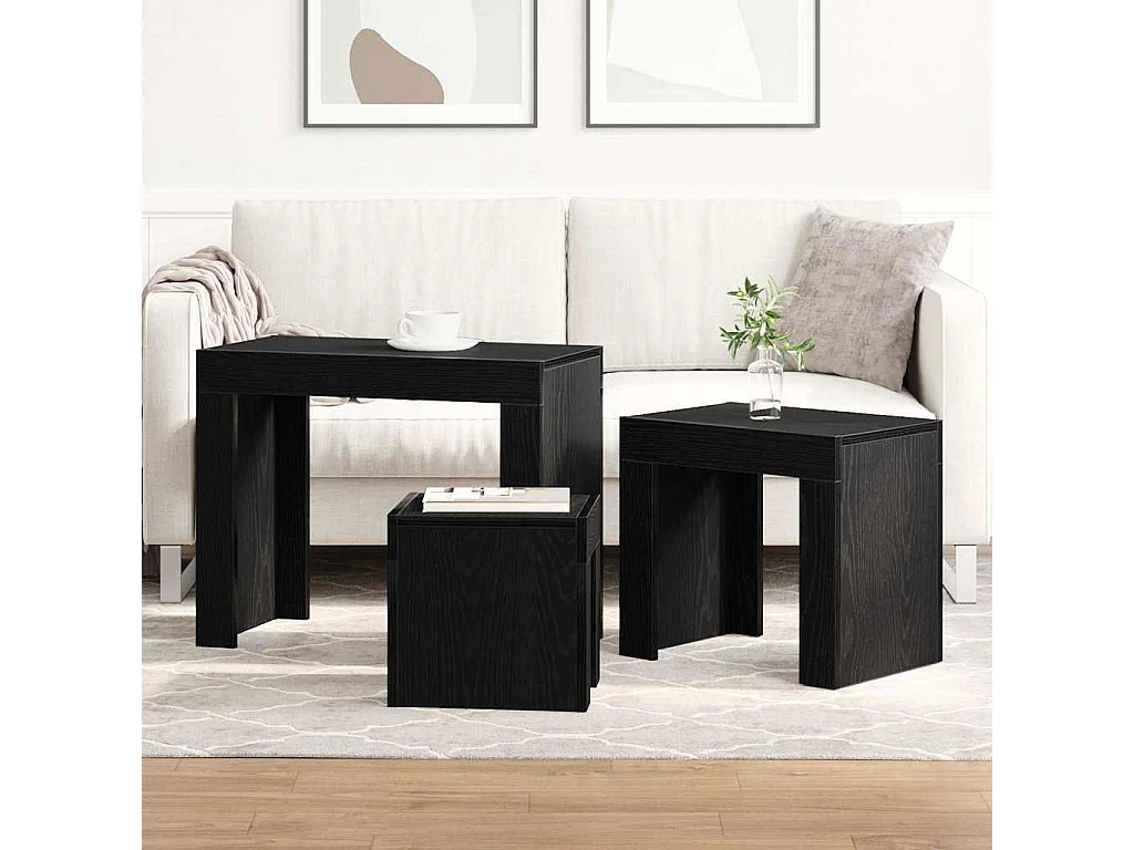 Mesa Nido 3 piezas Roble negro 61 x 30 x 50 cm