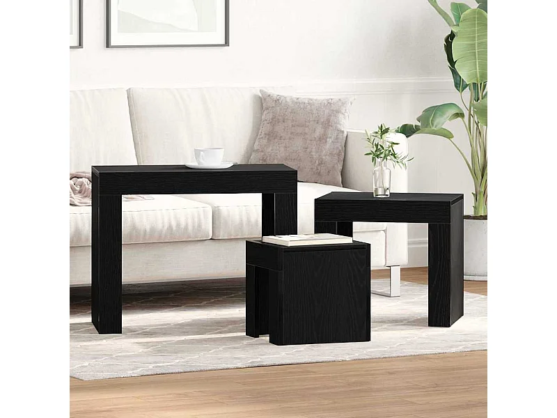 Table Gigogne 3 pièces Chêne noir 61 x 30 x 50 cm