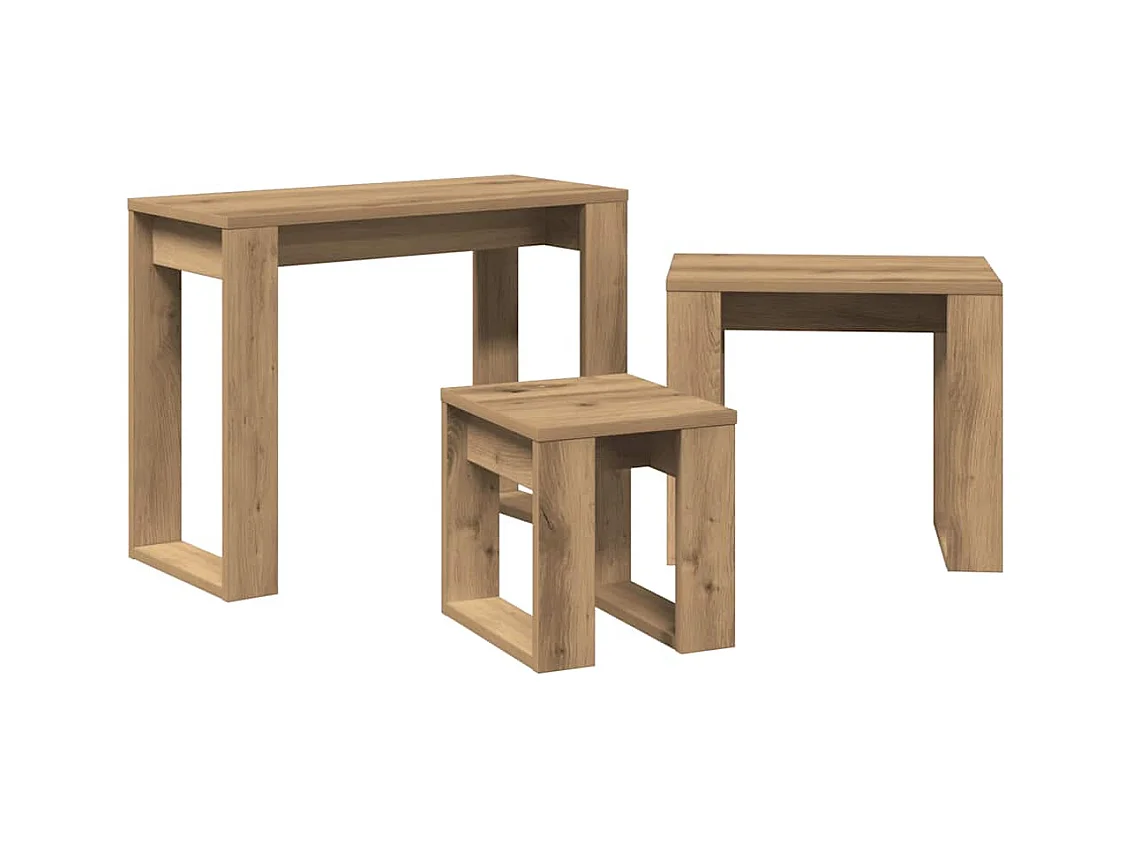 Tables gigognes 3 pièces chêne artisanal bois d'ingénierie
