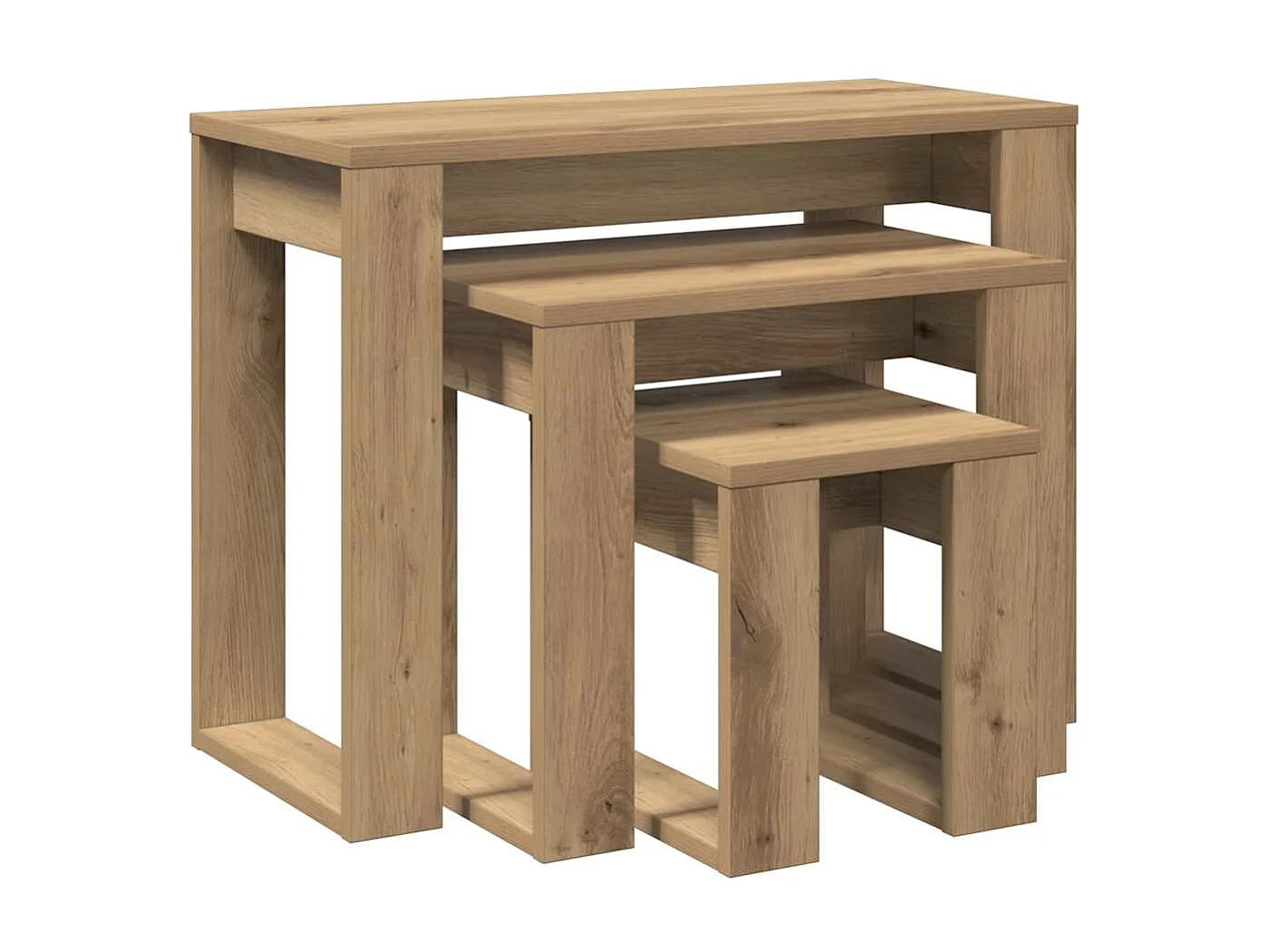 Mesas apilables 3 uds madera de ingeniería roble artisan