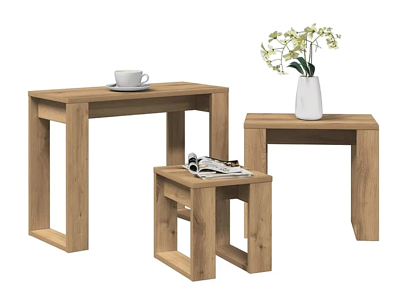 Tables gigognes 3 pièces chêne artisanal bois d'ingénierie