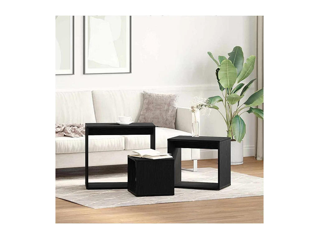 Table Gigogne Autre 3 pièces Chêne noir 55 x 30 x 50 cm