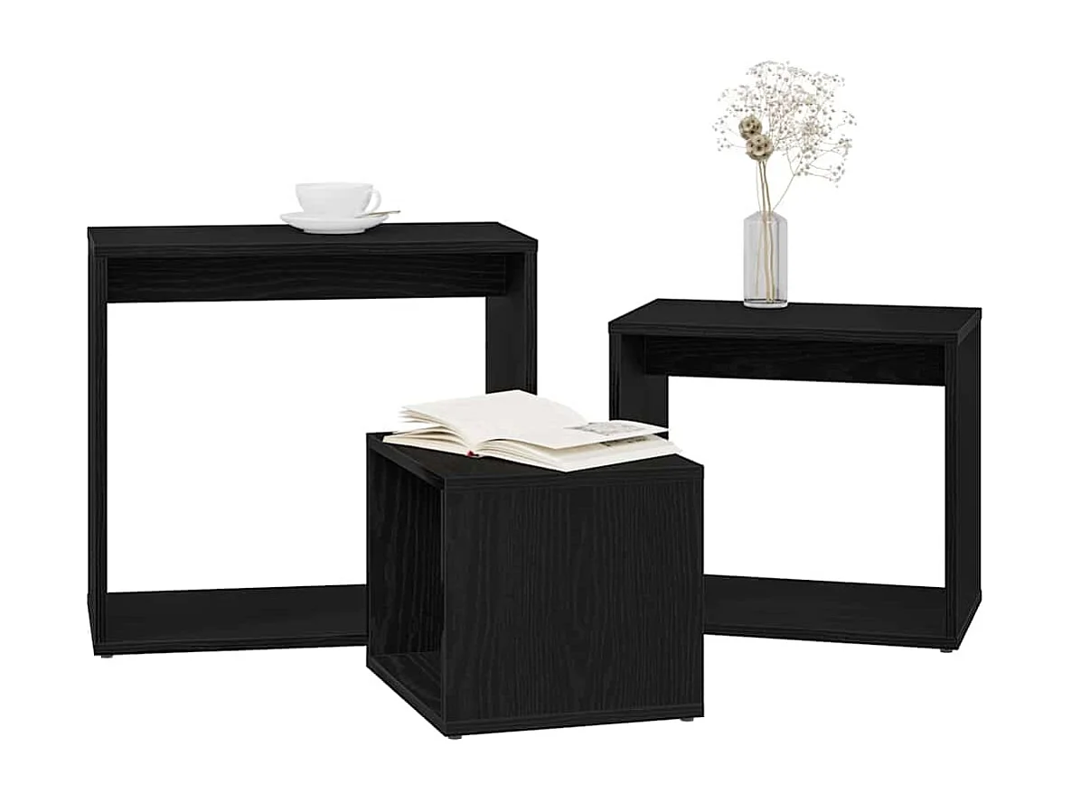 Table Gigogne Autre 3 pièces Chêne noir 55 x 30 x 50 cm