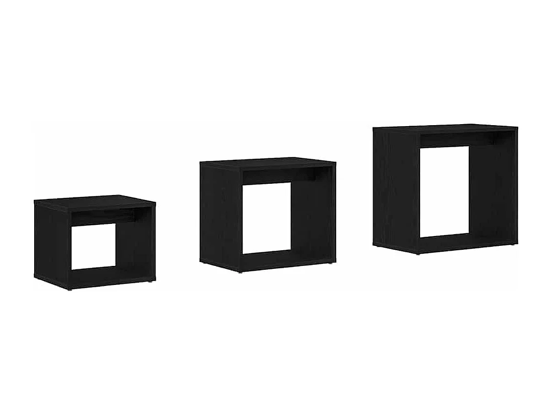 Table Gigogne Autre 3 pièces Chêne noir 55 x 30 x 50 cm