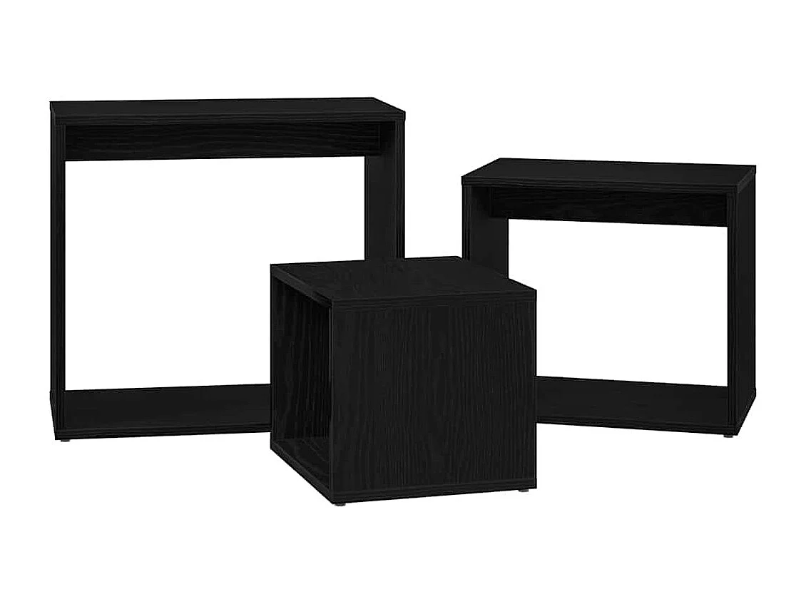 Table Gigogne Autre 3 pièces Chêne noir 55 x 30 x 50 cm