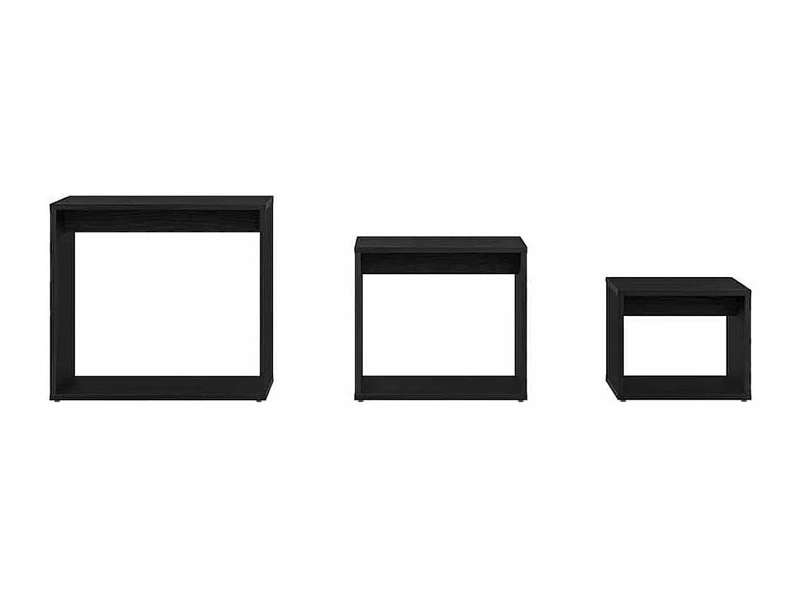 Table Gigogne Autre 3 pièces Chêne noir 55 x 30 x 50 cm