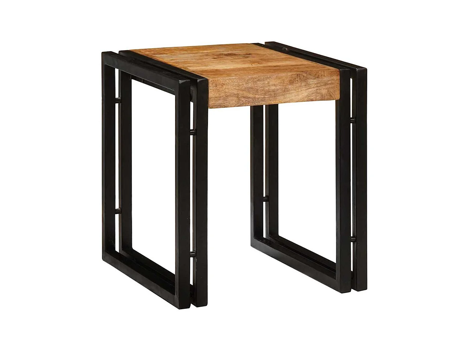 Table Gigogne 3 pièces Bois de mangue solide rugueux et un métal