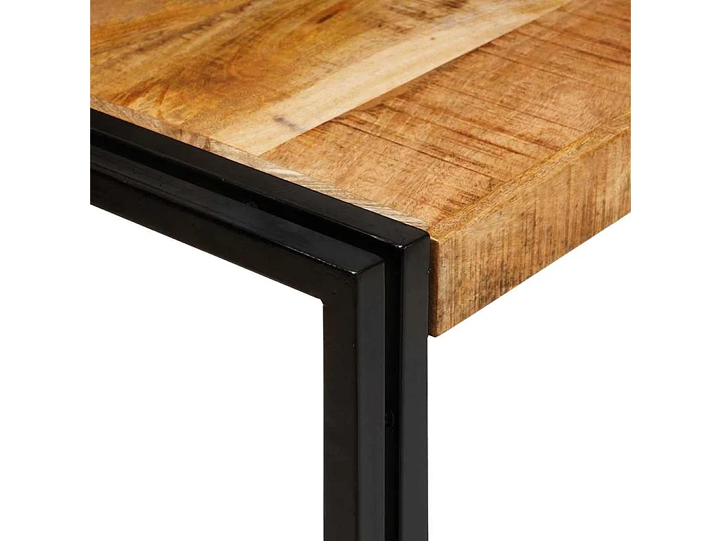 Table Gigogne 3 pièces Bois de mangue solide rugueux et un métal