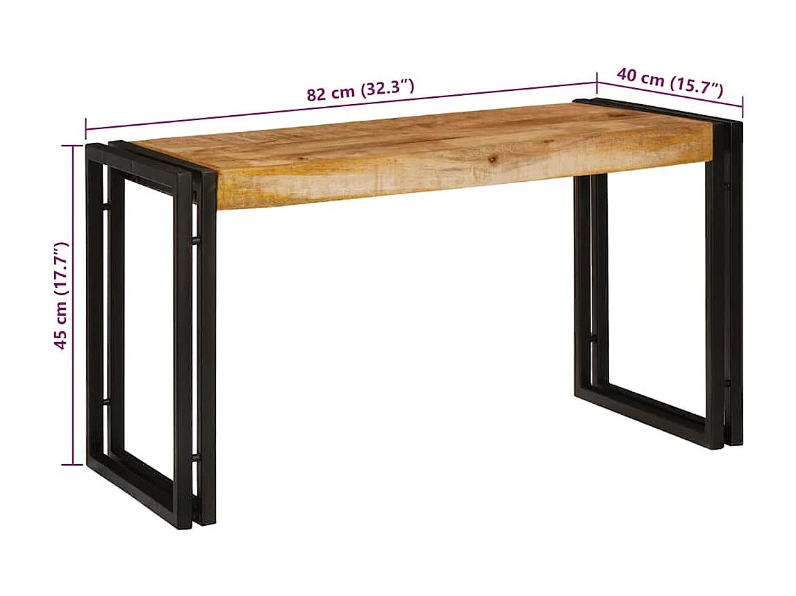 Table Gigogne 3 pièces Bois de mangue solide rugueux et un métal