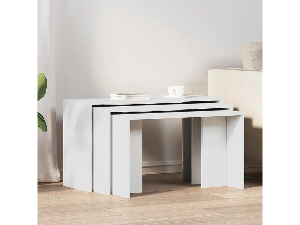 Tables gigognes 3 pièces blanc bois d'ingénierie