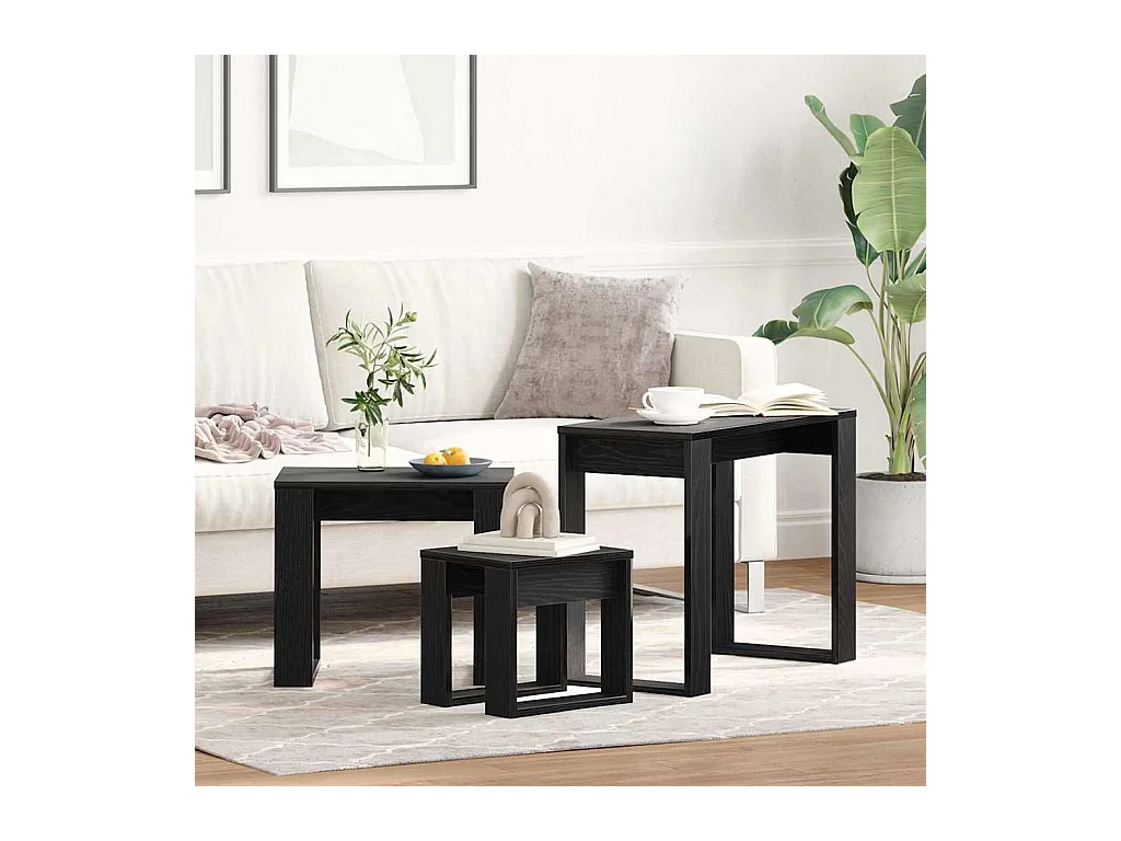 Table Gigogne 3 pièces Chêne noir 61 x 28 x 47 cm