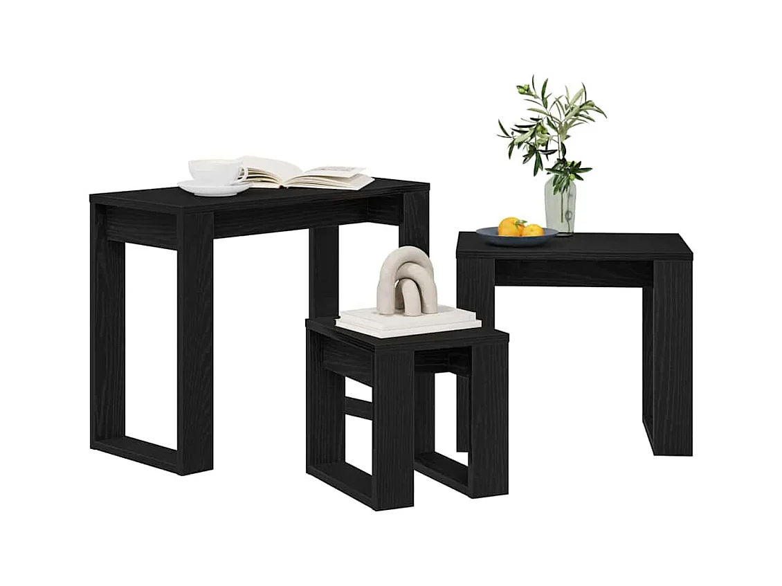 Table Gigogne 3 pièces Chêne noir 61 x 28 x 47 cm