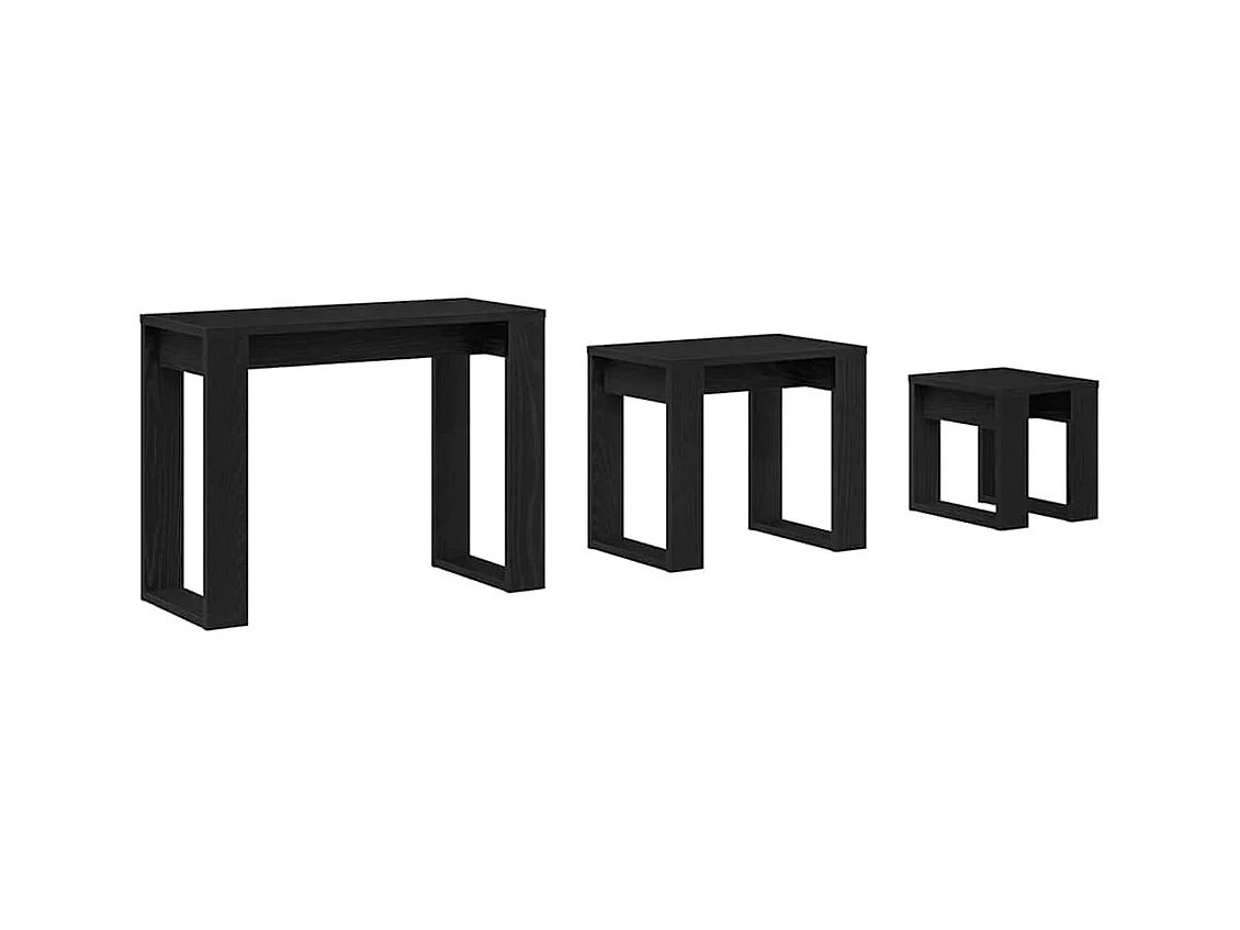 Table Gigogne 3 pièces Chêne noir 61 x 28 x 47 cm