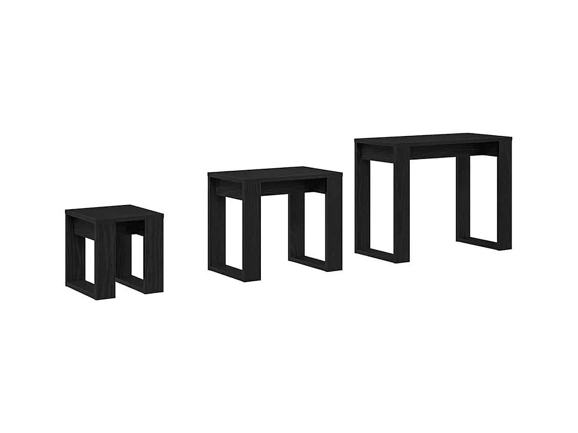 Table Gigogne 3 pièces Chêne noir 61 x 28 x 47 cm
