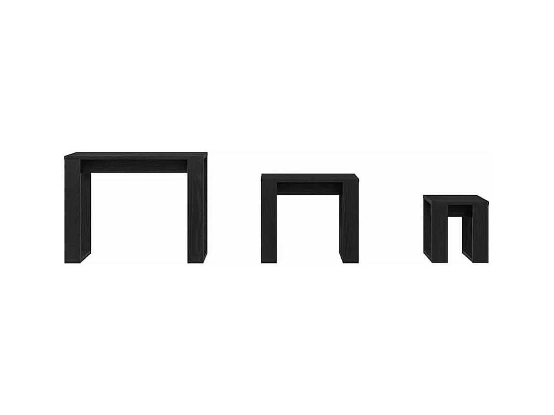 Table Gigogne 3 pièces Chêne noir 61 x 28 x 47 cm