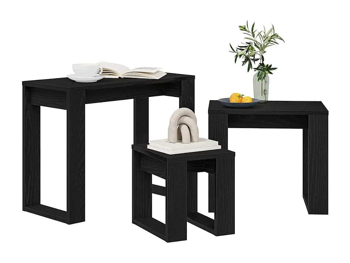 Table Gigogne 3 pièces Chêne noir 61 x 28 x 47 cm