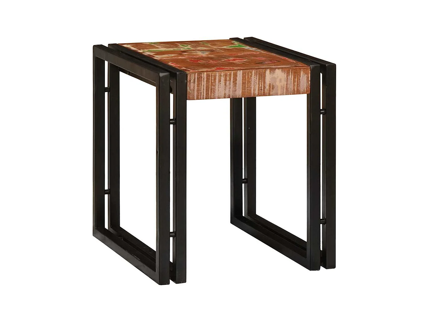 Table Gigogne 3 pièces Marron et noir bois de récupération massif