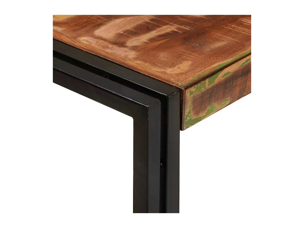 Table Gigogne 3 pièces Marron et noir bois de récupération massif