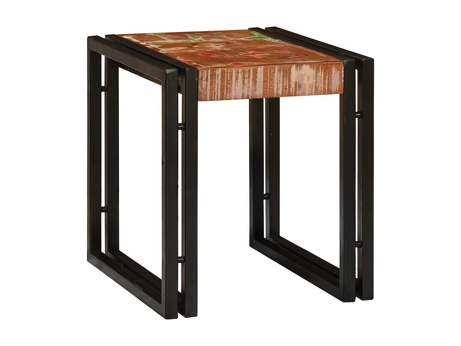 Table Gigogne 3 pièces Marron et noir bois de récupération massif