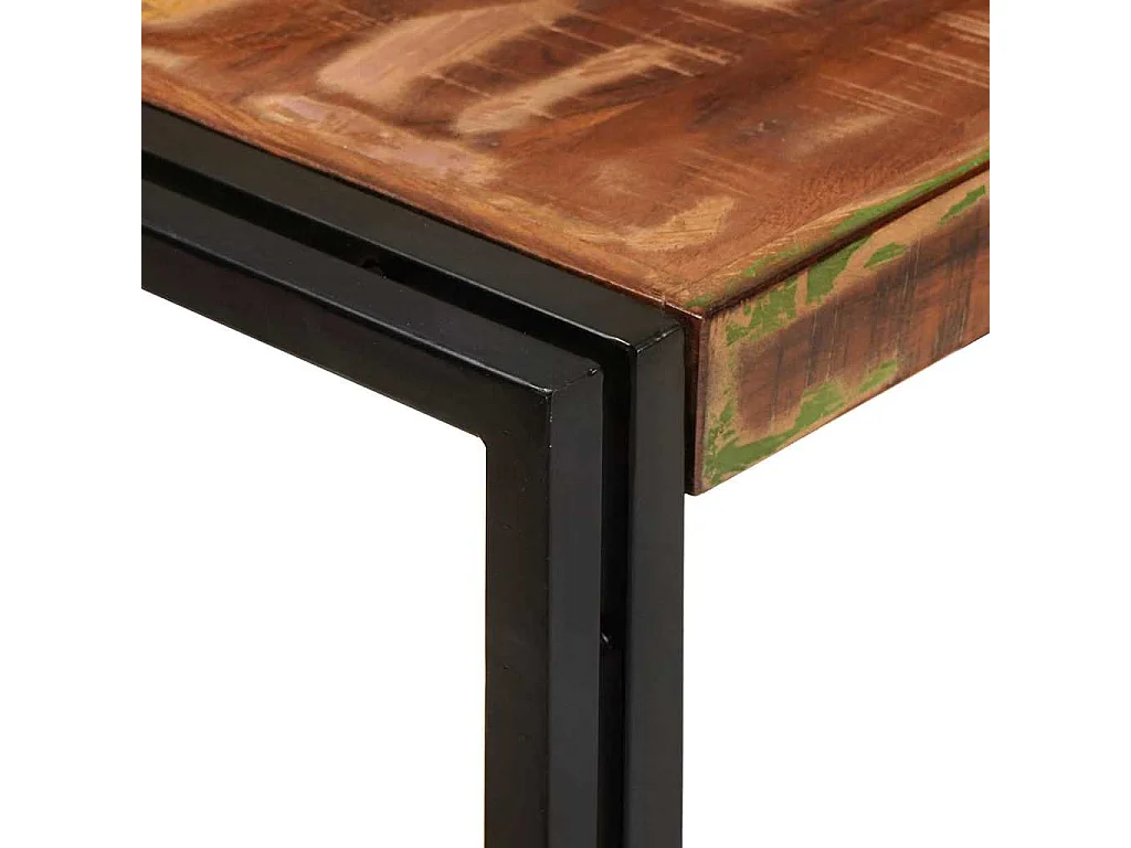 Table Gigogne 3 pièces Marron et noir bois de récupération massif
