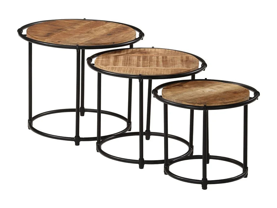 Tables gigognes 3 pièces bois de manguier massif brut