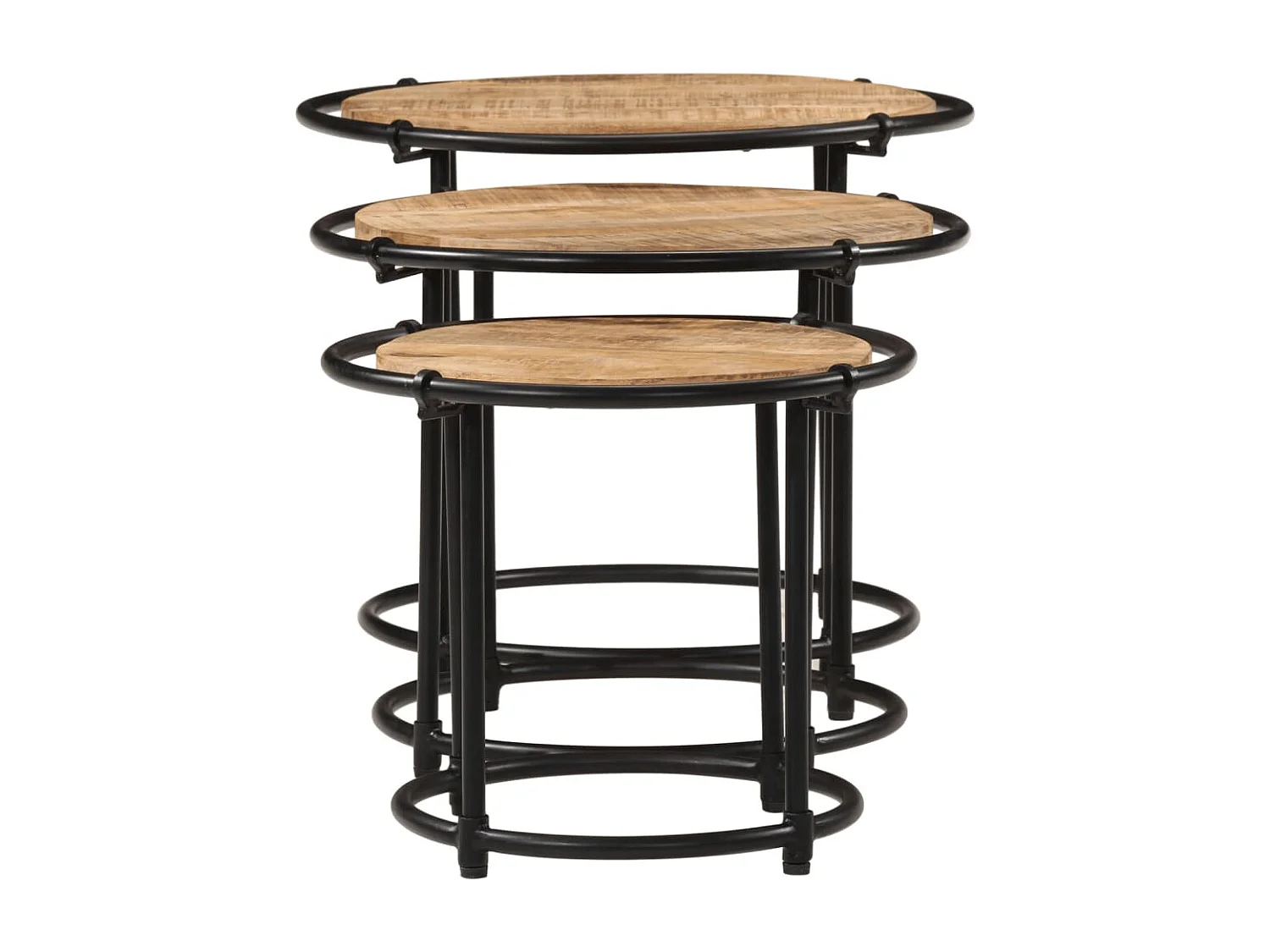 Tables gigognes 3 pièces bois de manguier massif brut