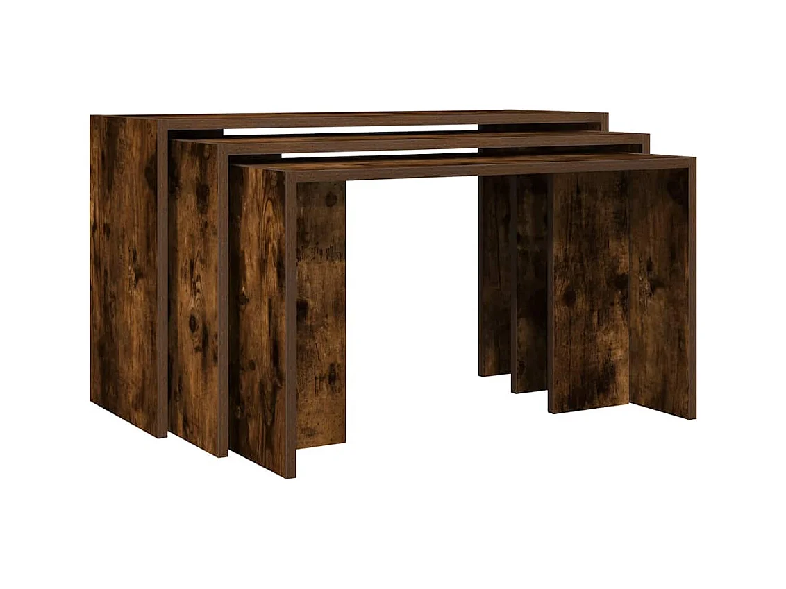 Tables gigognes 3 pièces chêne fumé bois d'ingénierie