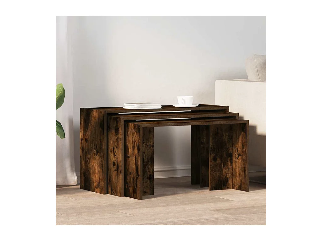 Tables gigognes 3 pièces chêne fumé bois d'ingénierie