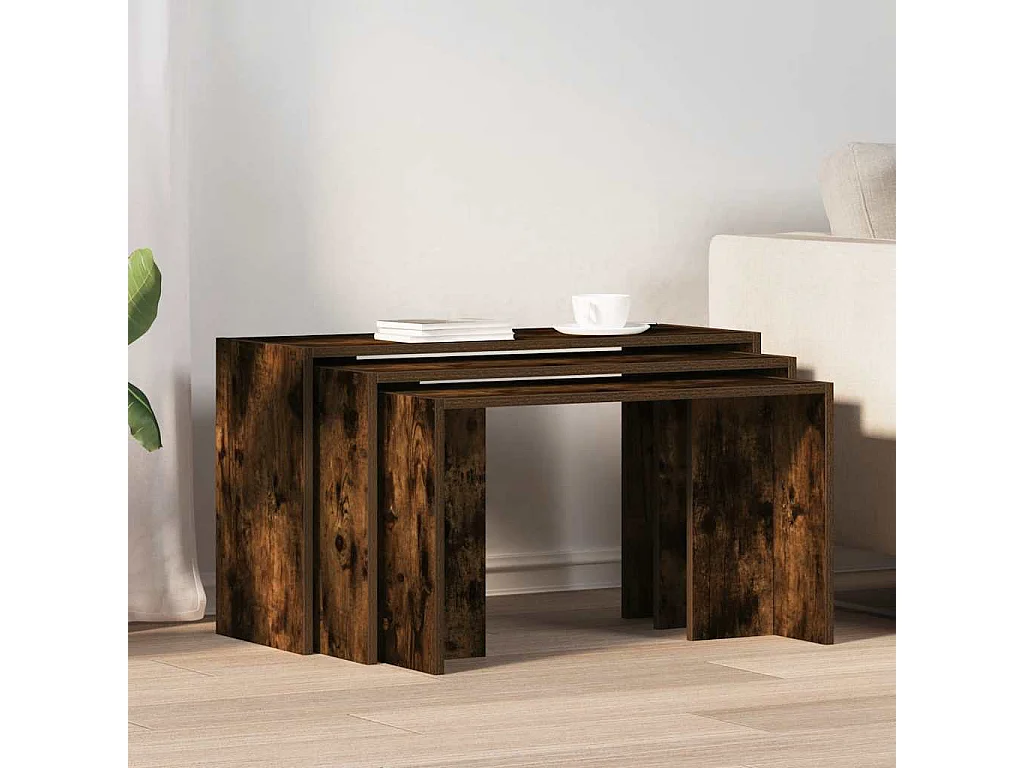 Tables gigognes 3 pièces chêne fumé bois d'ingénierie