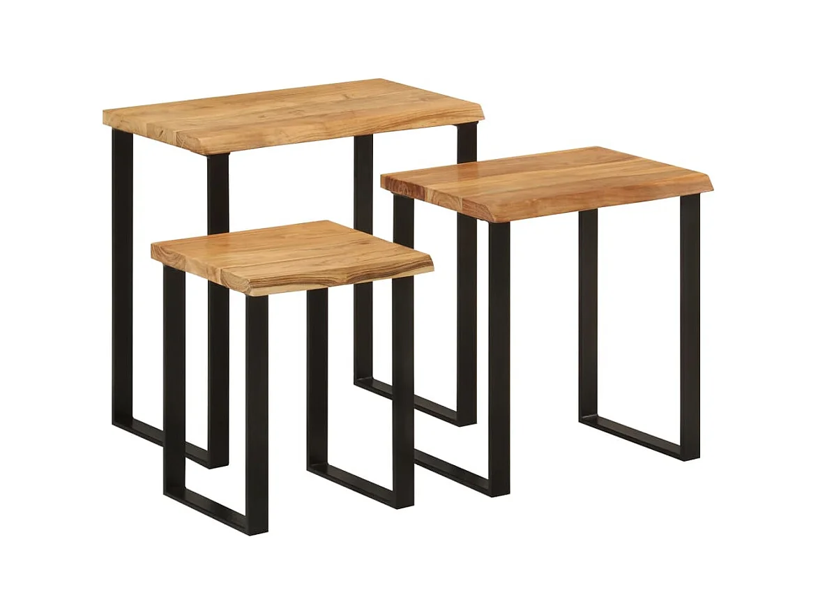 Tables gigognes 3 pièces avec bord vivant bois massif d'acacia