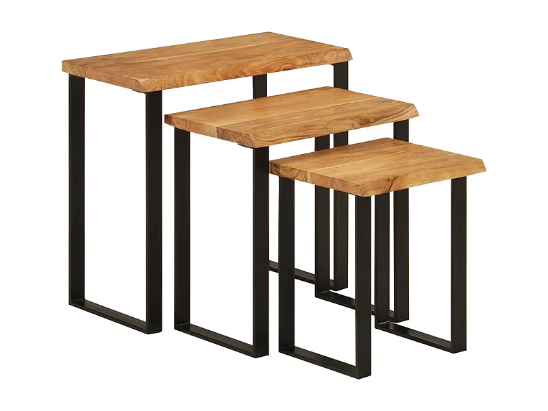 Tables gigognes 3 pièces avec bord vivant bois massif d'acacia