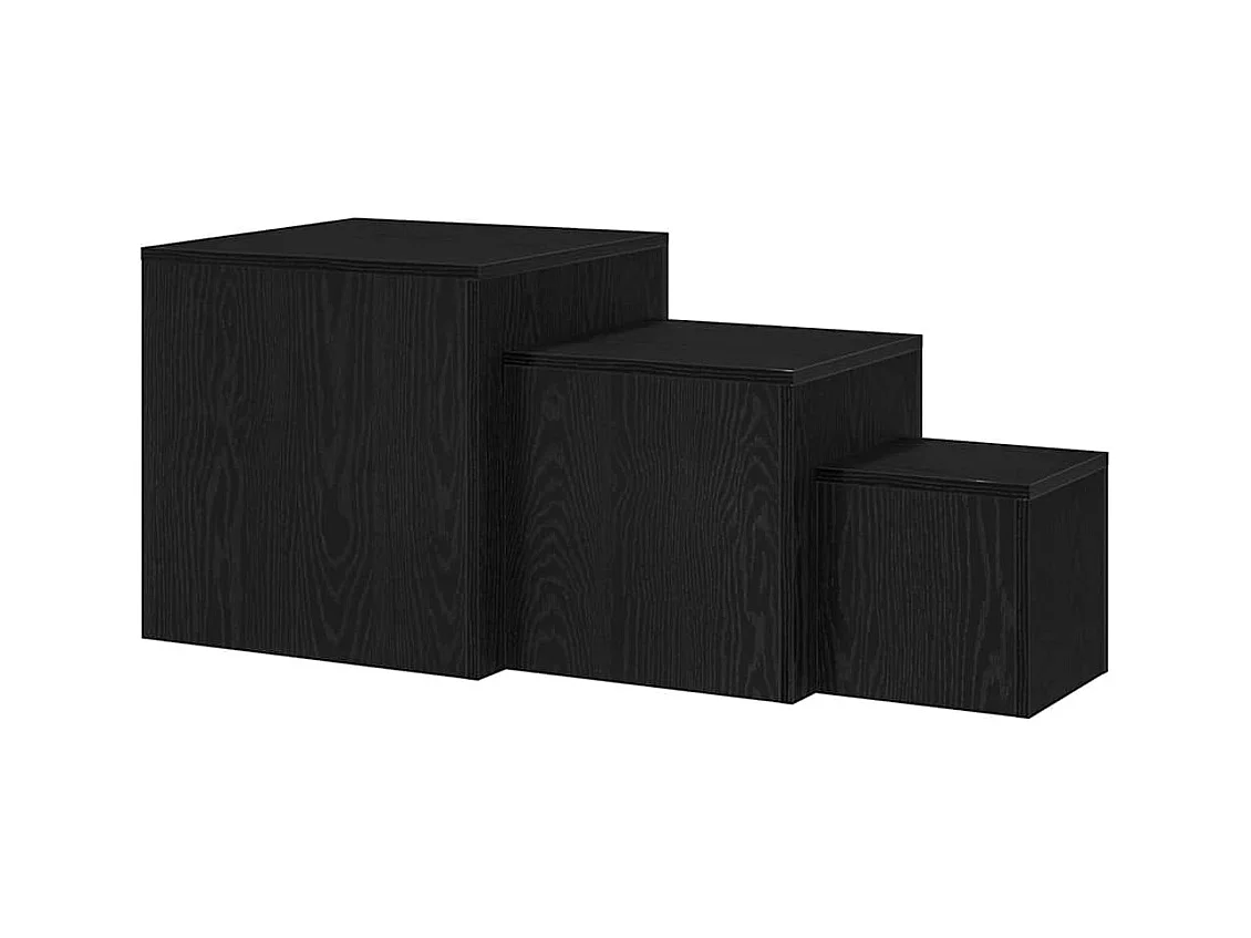 Table Gigogne 3 pièces Chêne noir 45 x 45 x 45 cm