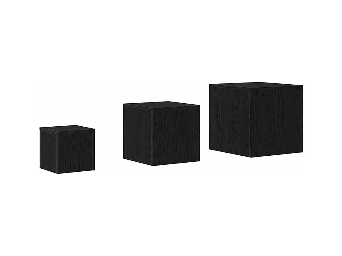 Table Gigogne 3 pièces Chêne noir 45 x 45 x 45 cm