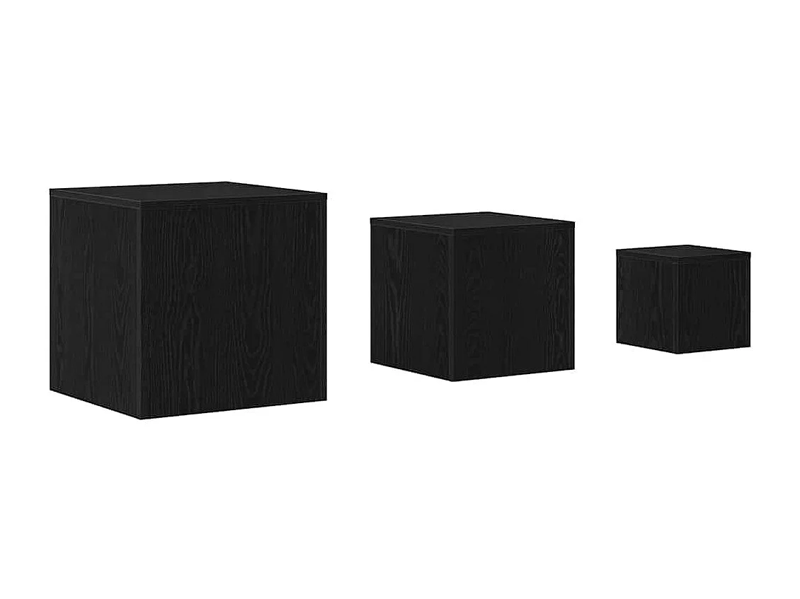 Table Gigogne 3 pièces Chêne noir 45 x 45 x 45 cm