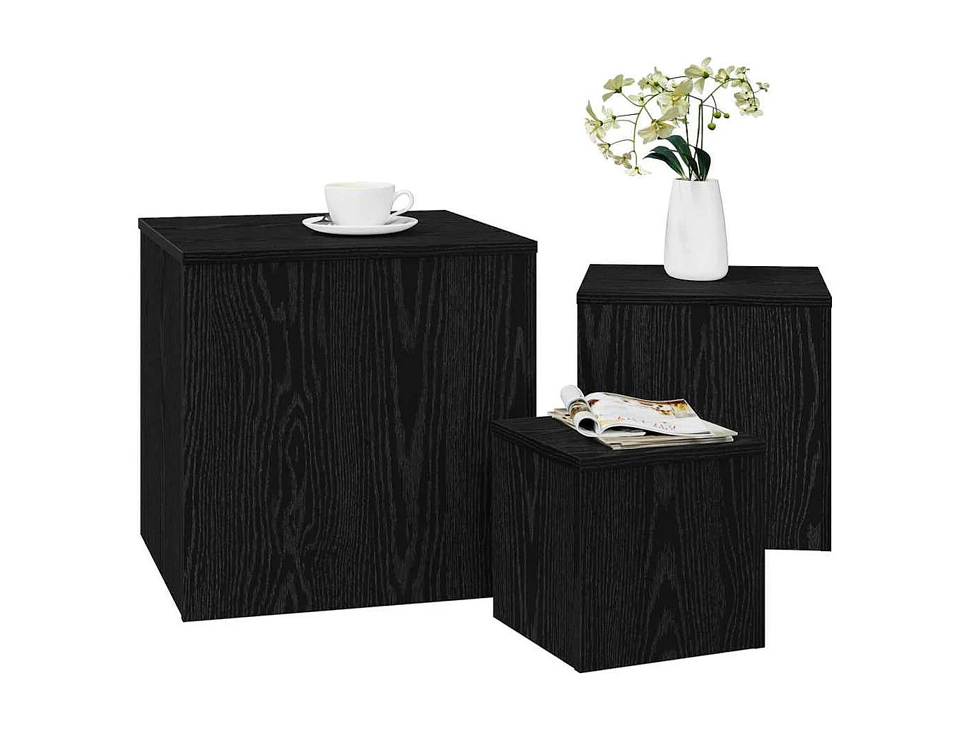 Table Gigogne 3 pièces Chêne noir 45 x 45 x 45 cm