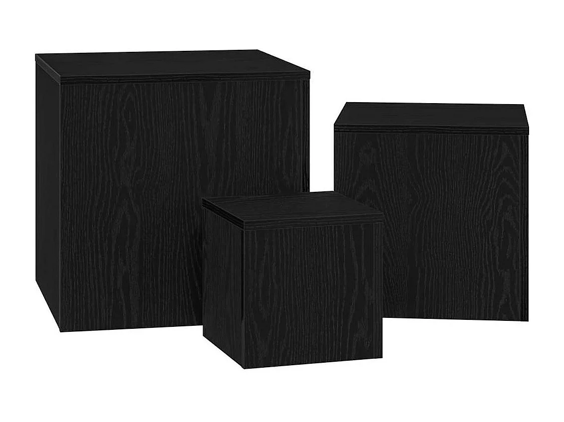 Table Gigogne 3 pièces Chêne noir 45 x 45 x 45 cm