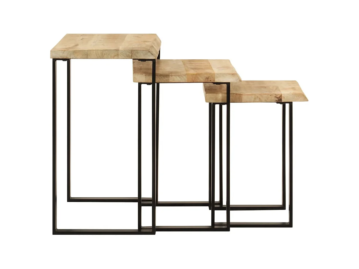 Tables gigognes 3 pièces avec bord vivant bois de manguier massif