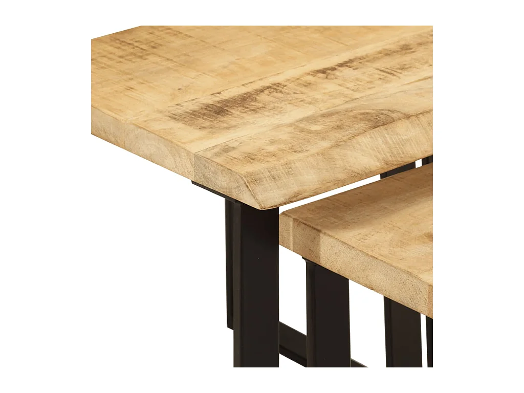 Tables gigognes 3 pièces avec bord vivant bois de manguier massif