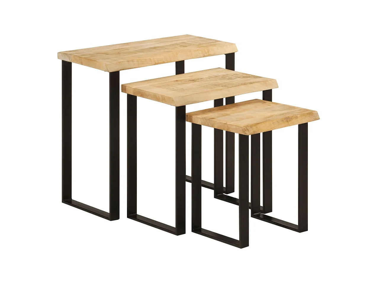 Tables gigognes 3 pièces avec bord vivant bois de manguier massif