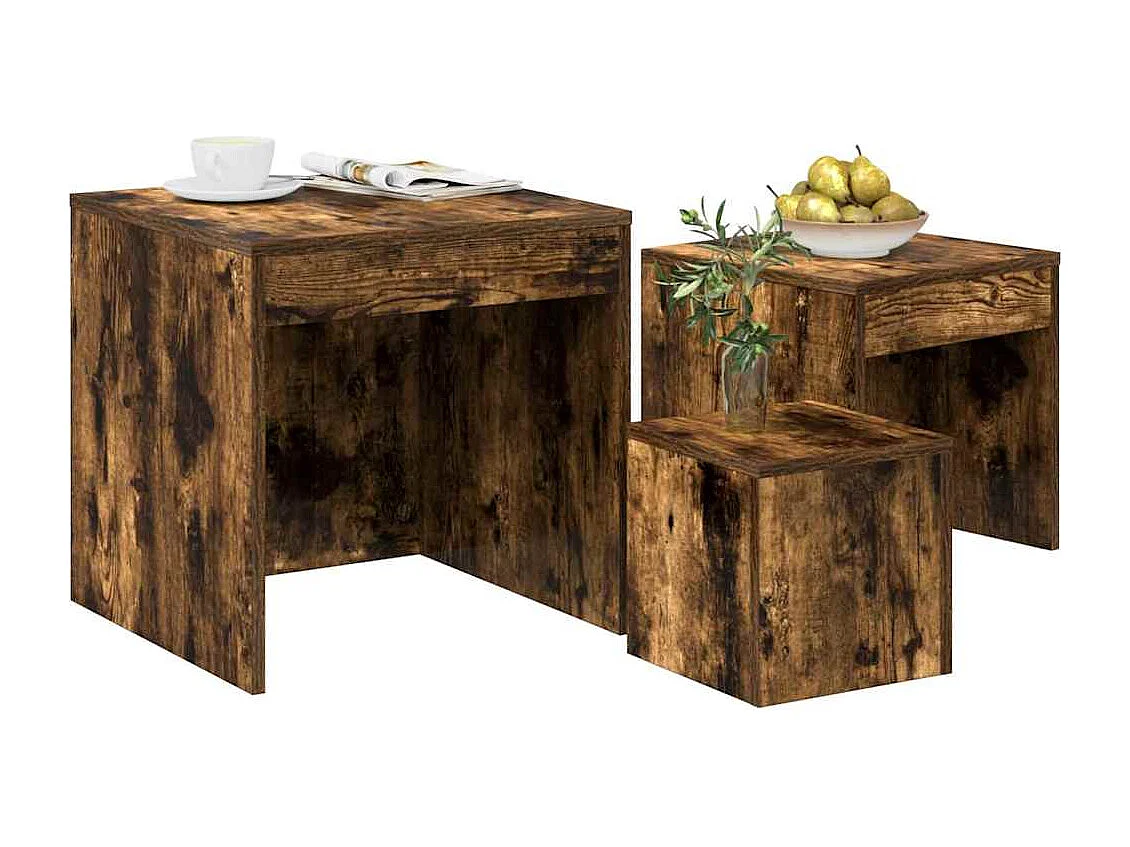 Tables gigognes 3 pièces Chêne fumé Bois d'ingénierie
